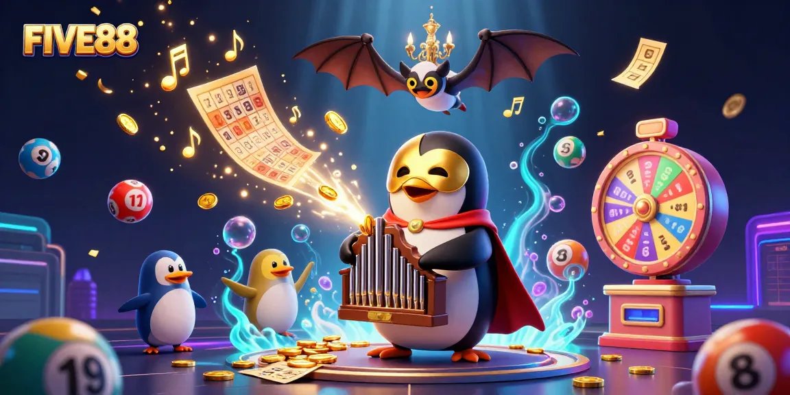 Engage with FIVE88 and win at the casino with a vibrant 3D scene featuring thrilling elements of gameplay.
