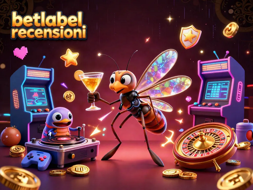Engage with betlabel recensioni reviews in a vibrant casino scene featuring a lively mascot.