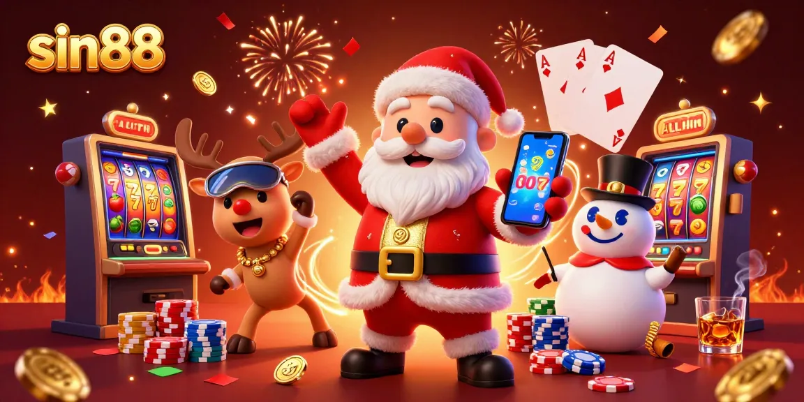 Spin lucky slots with sin88 as Santa and friends celebrate big wins in style!