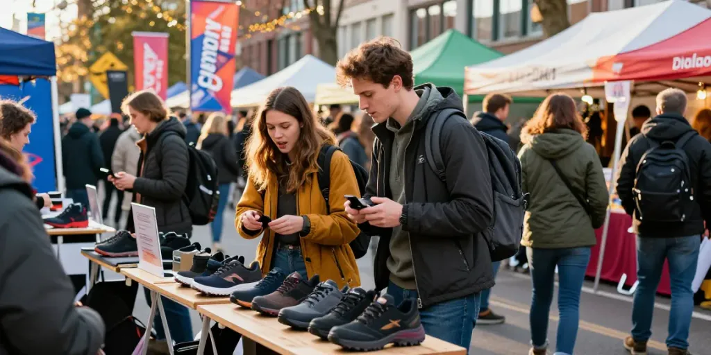 Offerte del Black Friday Diadora Utility con clienti entusiasti in un mercato urbano.